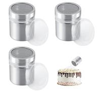 3Pcs Salt Shaker, Flour Shaker 8X6.5cm Icing Sugar Shaker with Cover, Chocolate Powder Shaker Suitable for Kitchen Drinks Baking