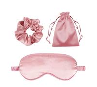 3Pcs Satin Eye Mask Silk Sleep Masks Set Silky Blindfold Eyeshade Blackout Eyes Cover Pouches Bag Scrunchy Wedding Gift