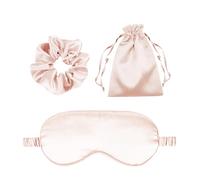 3Pcs Satin Eye Mask Silk Sleep Masks Set Silky Blindfold Eyeshade Blackout Eyes Cover Pouches Bag Scrunchy Wedding Gift