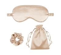 3Pcs Satin Eye Mask Silk Sleep Masks Set Silky Blindfold Eyeshade Blackout Eyes Cover Pouches Bag Scrunchy Wedding Gift