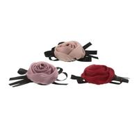 3pcs Satin Flower Bowknot Hair Scrunchie for Women, Elegant Hold | Silky Rose Style, Gentle Stretch, Secure Curve Fit, Photoshoots and Special Dates, Burgundy Pink Cinnamon