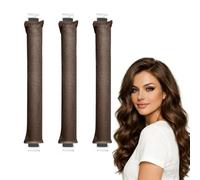 3PCS Satin Heatless Curling Set, Overnight Heatless Curling Rod Headband, No Heat Curlers for Long Hair & Medium Long Hair, Soft DIY Hair Styling Tools for Women & Girls (Brown)