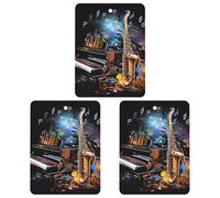3PCS Saxophone And Piano Car Air Freshener Hanging Scented Cards Cute Gray Car Fresheners Long Lasting New Cars Scents for Women Men Natural Air Freshener with Lanyard Automotive Freshies