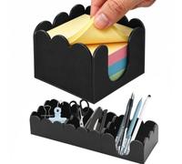 3Pcs Scalloped Acrylic Sticky Note Holder,Black Sticky Notes Dispenser 3x3 Thick Post it Notes Memo Pad Holder Non-Slip Desk Organizer for Office Home School Dorm Desktop