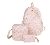 3PCS School Bags for Cute Kawaii Bow Girls Backpack for SchoolBackpack with Shoulder Bag and Small Purse for Girls School Leisure Daypack