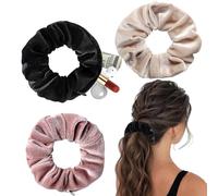 3PCS Scrunchie with Zipper Pocket - Velvet Scrunchies Compartment for Cash Cards Keys Valuables, Hair bun ties Secret Pocket ponytails women Diversion safes container Accessories
