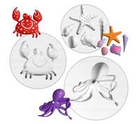 3PCS Sea Creature Silicone Moulds, Crab Octopus Starfish Shell Chocolate Moulds, Silicone Gummy Mould for Crafting Cake Decoration