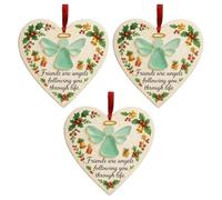 3PCS Sea Glass Art, Heart Shaped Angel Pendants, Set of Handcrafted Christmas Decorations, Friendship Keepsake, Wedding Ornament, Birthday Gift