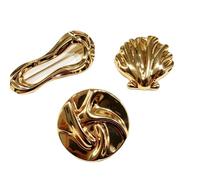 3Pcs Seashell Geometric Brooches Lapel Pins Set for Women Men Golden Sea Shell Swirl Round Coin Brooch Fashion Trendy Accessories for Dresses Suit Badge Jackets Pin Minimalist Jewelry Daily Wear Decor