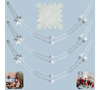 3Pcs Seasonal Foil Decor, White/Silver Christmas Foil Garland Festive Ceiling Hanging Decorations for Xmas Valentine's Day New Year Holiday Party Supplies