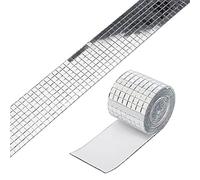 3PCS Self Adhesive Glass Mirror Mosaic Tiles Small Square Mirror Tiles Sticker,4x100cm Mirror Tiles Sticker for DIY Craft Decoration, Disco Ball Mirror Tiles for Party (Silver)