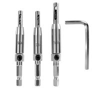 3Pcs Self Centering Drill Bit Set, Hinge Drill Bit Self Centring 1/4 Inch High Speed Drill Bits for Door, Window, Cabinet Hinge Holes, for Precise Pilot Holes, Durable Joinery Tools