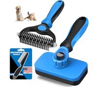 3PCS Self Cleaning Slicker Brush & Pet Grooming Rake & Bath Brush for Dogs,Cats and Horses | Double-Sided Dematting Comb & Skin Friendly Deshedding Grooming Tool | Premium Pet Supplies(Green Black)