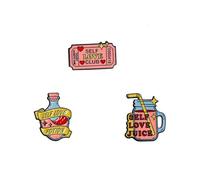 3PCs Self Love Brooch Pink Heart Love Brooch Enamel Pin Set Words Badge Pin Inspiring Words Brooch Pin Self Love Potion Bottle Letter Pin Badge Heart Love Brooch Fashion Jewelry for Women Girl Pink