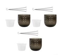 3pcs Self-Watering Hanging Plant Pots Plastic With Hooks | Robust Plastic, Includes 3 Hooks & Chains, Indoor/outdoor Use, Space-saving Vertical Garden, Modern Stylish Design