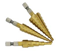 3pcs/set 3-12mm 4-12mm 4-20mm Step Cone Drill Bit Hexagonal Shank High Speed Steel Hole Cutter
