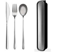 3Pcs/Set 304 Stainless Steel Chopsticks Knives Forks Spoons Modern Simple Tableware Storage Box Kitchen Tools (Silver)