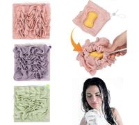 (3pcs Set A) 3Pcs Wash Cloth Loofah Combo - The Soft Loofah and Washcloth 2 in 1 Bath Loofah Sponge - For Cleansing and Smooth Skin, Shower Supplies