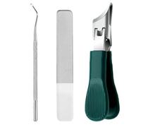 3PCS/Set Beveled Nail Clippers, Wide Jaw Opening Anti-Splash Slanted Nail Clippers with Non Slip Handle, Set with Nails File and Cleaning Tool