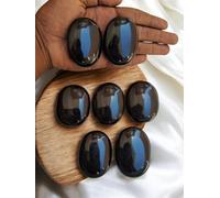 3Pcs Set Black Tourmaline Palm Stone Crystal -Tourmaline Palmstone Natural Chakra Therapy Polished Healing Crystal Oval Pocket Worry Stone Gemstone for Anxiety Stress Relief