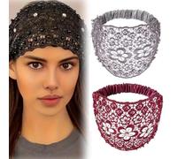 3pcs Set Boho-chic Crystal & Pearl Embellished Wide Headbands for Women, Elastic Floral Lace Headband, Luxury Fashion Hair Accessories Ideal for Weddings, Vacations & Daily Styling(2pcs-H)
