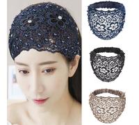 3pcs Set Boho-chic Crystal & Pearl Embellished Wide Headbands for Women - Luxury Hair Accessories, Ideal for Weddings, Vacations & Daily Styling (Blue+Black+Grey, standard)