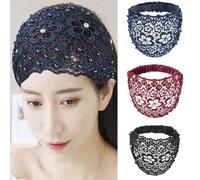 3pcs Set Boho-chic Crystal & Pearl Embellished Wide Headbands for Women - Luxury Hair Accessories, Ideal for Weddings, Vacations & Daily Styling (Blue+Red+Black, standard)