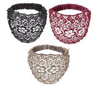 3pcs Set Boho-chic Crystal & Pearl Embellished Wide Headbands for Women, Luxury Stylish Lace Beaded Hair Accessories (3pcs-A)