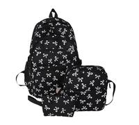 3Pcs/Set Bow Backpack - Cute Kawaiis Backpack, Aesthetic Nylon Rucksack, Durable and Lightweight Rucksack, Water Resistant College Bookbag, Bows Pattern Casual Daypacks for Girl and Women