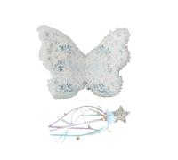 3Pcs/Set Butterfly Wing Costume Accessories for Girls Including Girls Headgear and Star Wand Magical Stick Props Kids Photoshoots Props