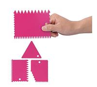 3PCS/Set Cake Scraper Set, Plastic Buttercream Smoother, Dough Decorating Tools with Jagged Edge for Baking Enthusiasts, Beginners, Professionals (Green) (Pink)