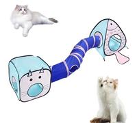 3Pcs/Set Cat Tube,Cat Tunnel with Fish & Cat-Shaped Cat Tent Foldable Cat Tube with Hanging Bell & Ball Adorable Cat Tents for Indoor Cats for Entertaining, Relaxing