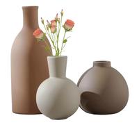 3Pcs/Set Ceramic Vases Rustic Decorative Vase Set Pottery Farmhouse Decor for Flowers, Living Room, Kitchen, Bedroom, Bathroom