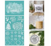 3Pcs/Set Christmas Theme Silkscreen Stencil,Reusable Self-Adhesive Silk Screen Printing, for Decor/Printing on Wood/Fabric/Wall/Cup/Plate/Glass/Paper, Home Christmas Decorations(8.5x11inch)