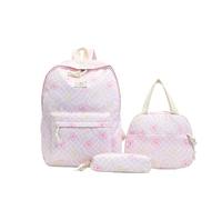 3PCS Set Cute Daisy Pattern Backpack with Multi-Compartment Sweet Floral Print Rucksack Large Capacity Lightweight Preppy Knapsack Women Outdoor Travel Trip Backpack (Pink) (Pink 400*290*130)