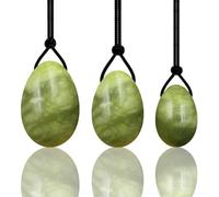 3pcs Set Egg Natural Nephrite Jade Massager,Drilled Massage Stone Natural Stone for Women Muscle Tightening Yoni Massage Exercise Tools,Massager
