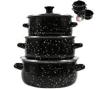 3Pcs/Set Enameled Cast Iron Dutch Oven with Lid, 3 Stackable Enameled Cast Iron Pan Set with Stainless Steel Welt & Dual Handle Non Stick Enamel Dutch Oven for Bread Baking, Cooking Soup