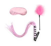 3Pcs/Set Erotic BDSM Slave Bondage Whip Fetish Eye Mask Flirting Feather Stick Sex Toys for Couples Femdom Role Play Adult Games Pink One Size