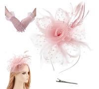 3Pcs Set Fascinator Pink, Pale Pink Fascinator, Fascinators for Weddings, Pale Pinks Fascinators Hair Accessories, Elegant Feather Headbands for Women, Perfect for Weddings and Special Occasions