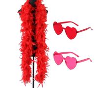 3Pcs Set Feather Boa, Red Feather Boa, Feather Boas for Fancy Dress and Crafts Feathers Boa Girl's Fancy Dress Accessories Carnival Costume Accessory Holiday Decors (Red)