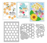 3pcs/Set Hexagon Frame Die Cuts Honeycomb Net Cutting Dies Geometry Netting Background Die Cuts Metal Embossing Stencils for Christmas Card Scrapbooking DIY Craft Album Paper Decor