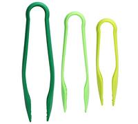 3pcs/set Kitchen Tongs Vegetable Clip Food Grade PP Plastic Food Clip for Barbecue Salad Grilling Frying Cooking Green
