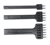 3PCS/Set Leather Stitching Punch, 4 Inch 2/4/6 Prong Leather Hole Punch Tool, 6mm Spacing Steel Prong Punching Tool for DIY Craft