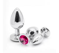 3Pcs Set Luxury Metal Butt Plug Toys,Heart/Round Shaped Anal Trainer Jewel Anal Plug Kit, Anus Anal Plugs for Women and Men Sex Gifts for Beginners Couples Large/Medium/Small (Round Rose-S+M+L)