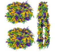 3pcs/set Mardi Gras Feather Turkey Feathers Boa for Diy Crafts Carnival Party Dancing Halloween Christmas Mardi Gras Decoration