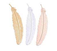3pcs/Set Metal Feather Bookmark 23 * 114mm Three Color Feather Plumage Charms Pendants Bookmark for Books for DIY Jewelry