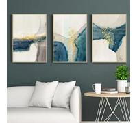 3pcs/Set Modern Minimalist Abstract Blue Canvas Prints Poster Wall Art Picture Wall Decoration Living Room Home Decor(40x65cmx3/Inner frame)