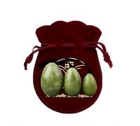 3pcs Set Natural Gemstones Eggs,Drilled Natural Nephrite Jade Massage Stone Kegel Balls for Women Muscle Tightening,3pcs Southern Jade