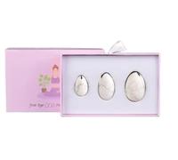 3Pcs/Set Natural White Turquoise Tightening Egg Yoni Egg Kegel Exercise Jade Egg Crystal Massage Ball,3Eggs with Box,3 Sizes