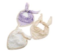 3Pcs/set Provincial Violet Triangle Head Scarf Hair Bandanas Kerchief for Women Tie-Back Headband